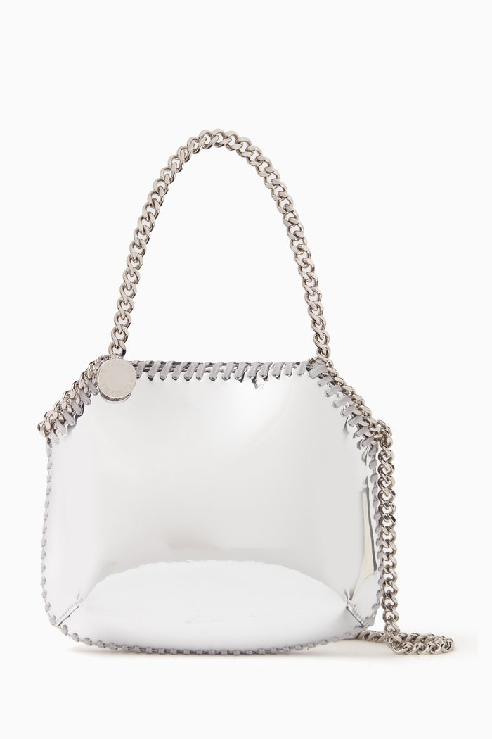 

Mini Falabella Tote Bag in Mirrored PU, Silver
