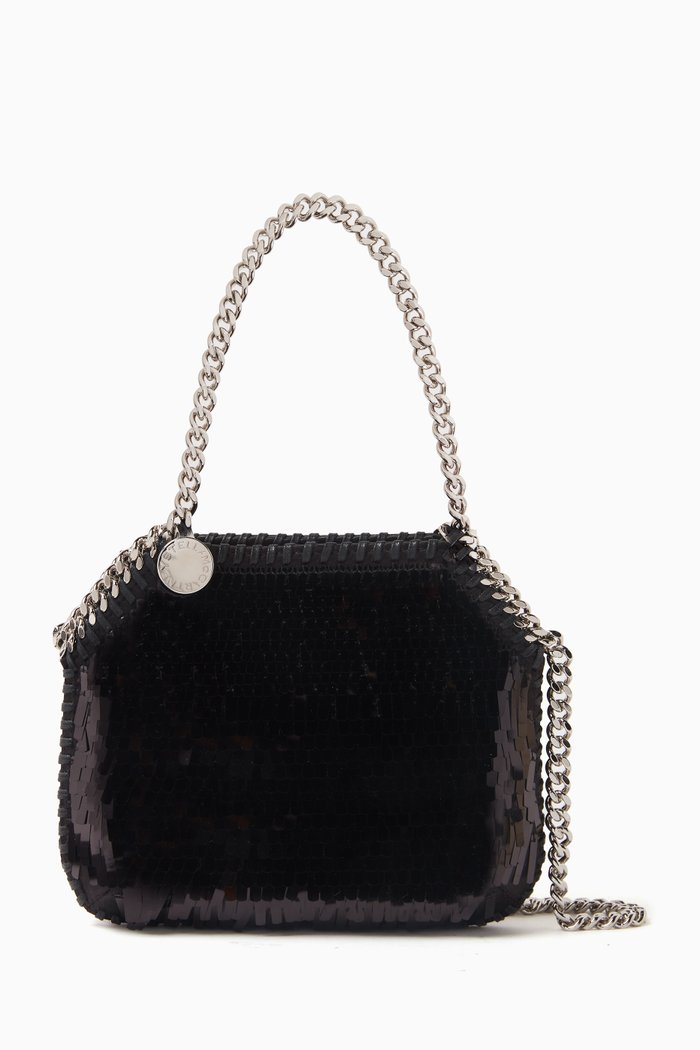 

Falabella Mini Tote Bag in Sequins, Black