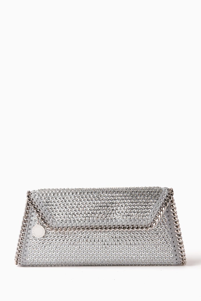 Small Falabella Embellished Clutch, Silver