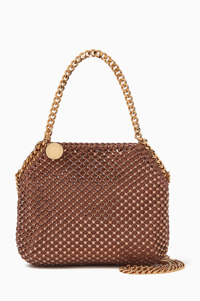 

Mini Falabella Tote Bag in Crystal Mesh, Brown