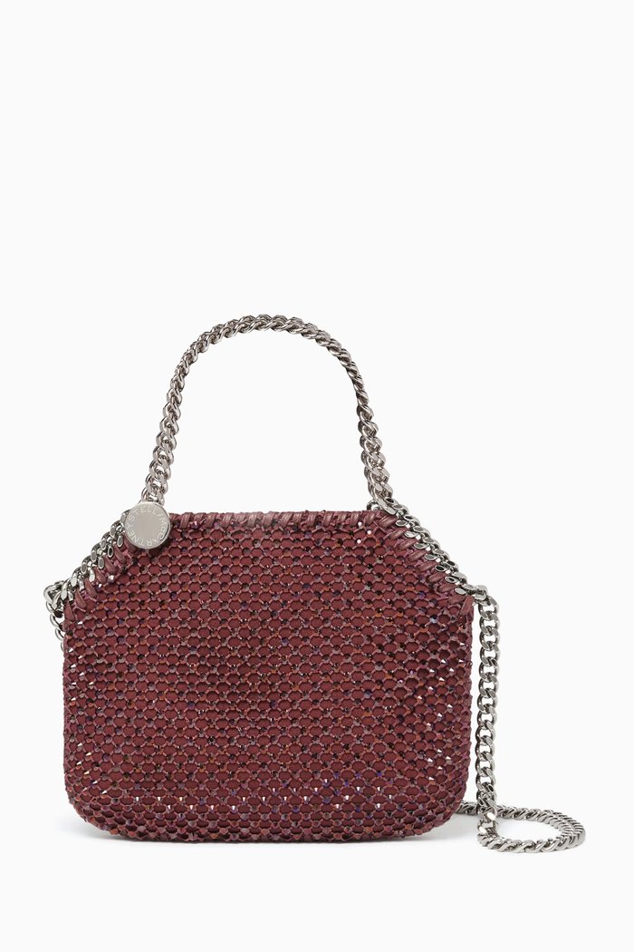 

Mini Falabella Tote Bag in Crystal Mesh, Burgundy