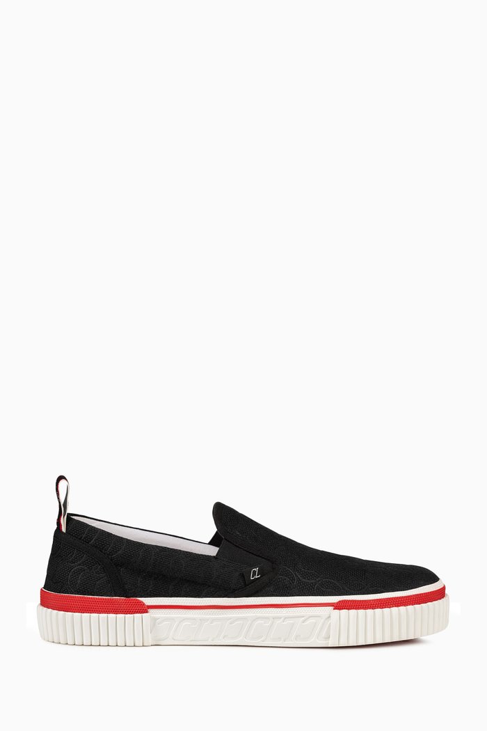

Pedro Boat Sneakers in Jacquard, Black