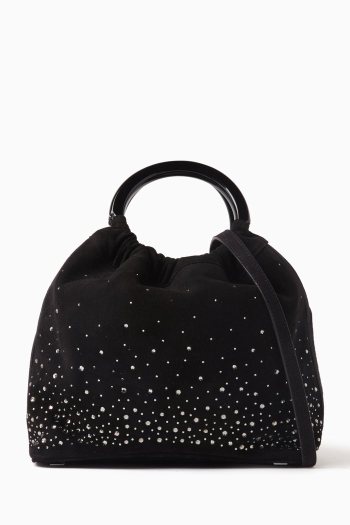 

Camilla Top Handle Bag in Embellished Suede, Grey