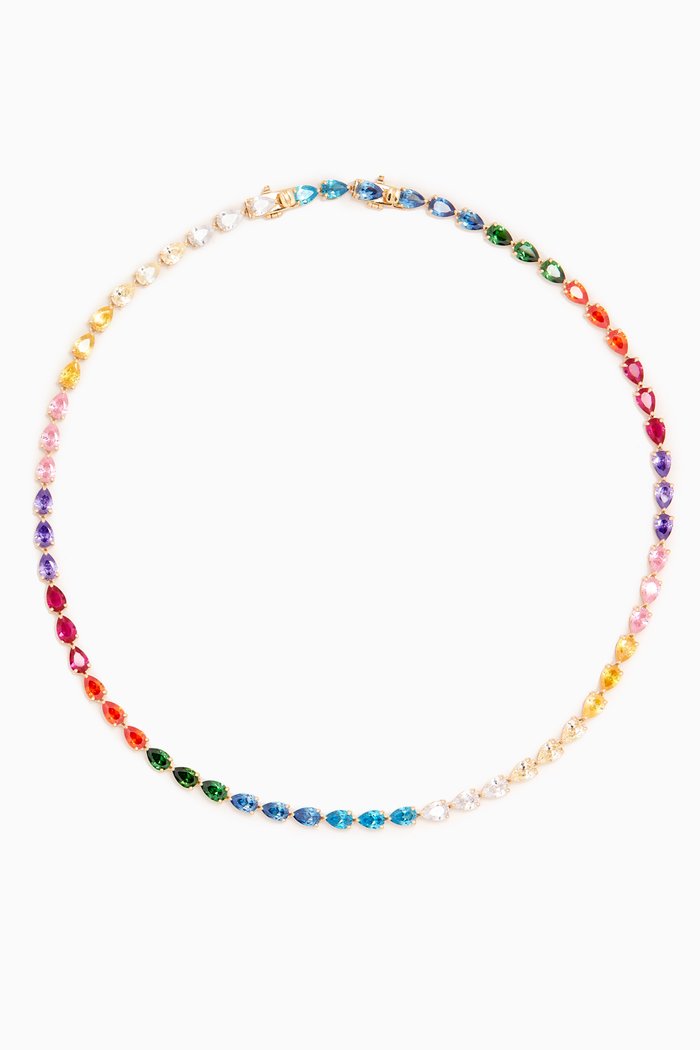 Rainbow Pear-cut Tennis Necklace in 18kt Yellow Gold