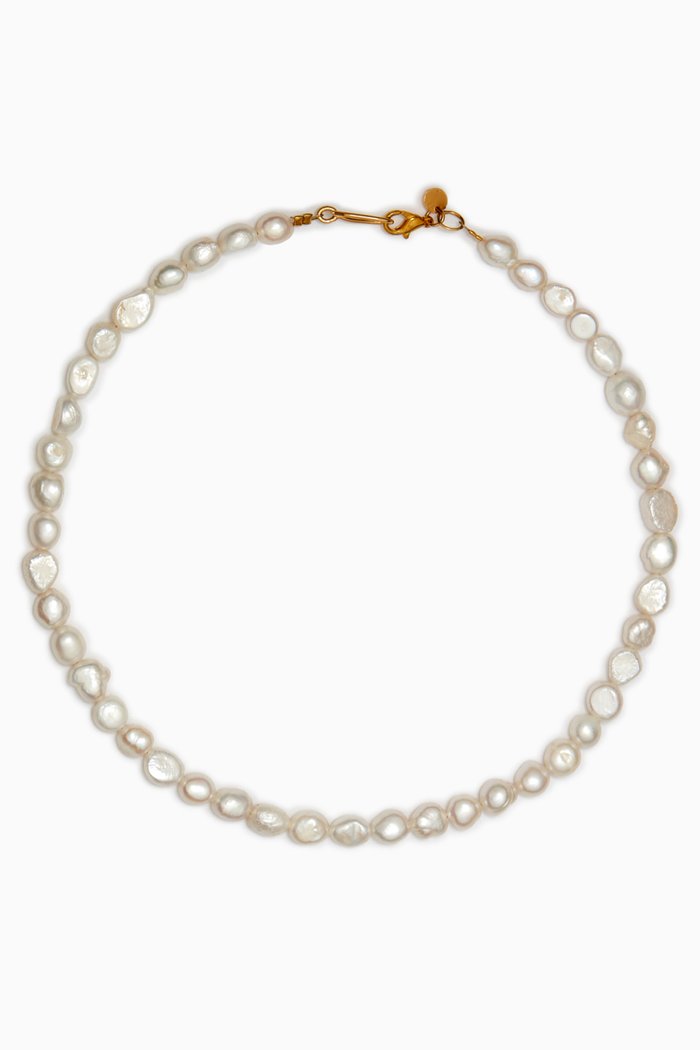 

Pearl Necklace in Gold-plated Brass, White