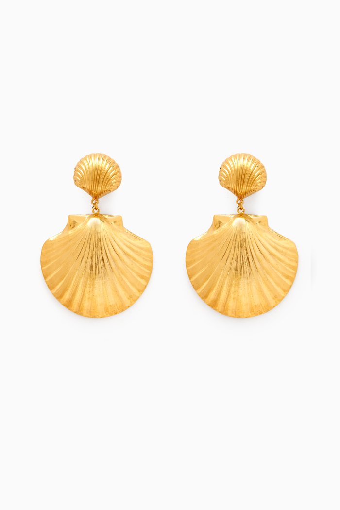 

Aurore Shell Drop Earrings in Gold-plated Brass
