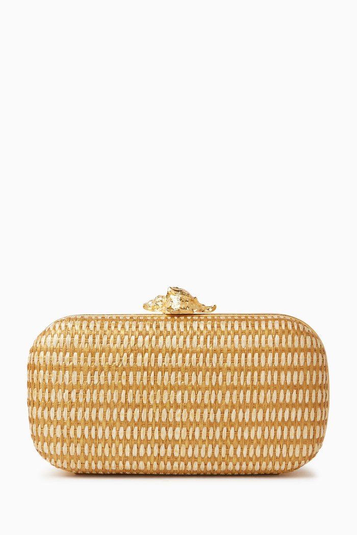 

Sea of Love Murex Box Clutch in Straw, Gold