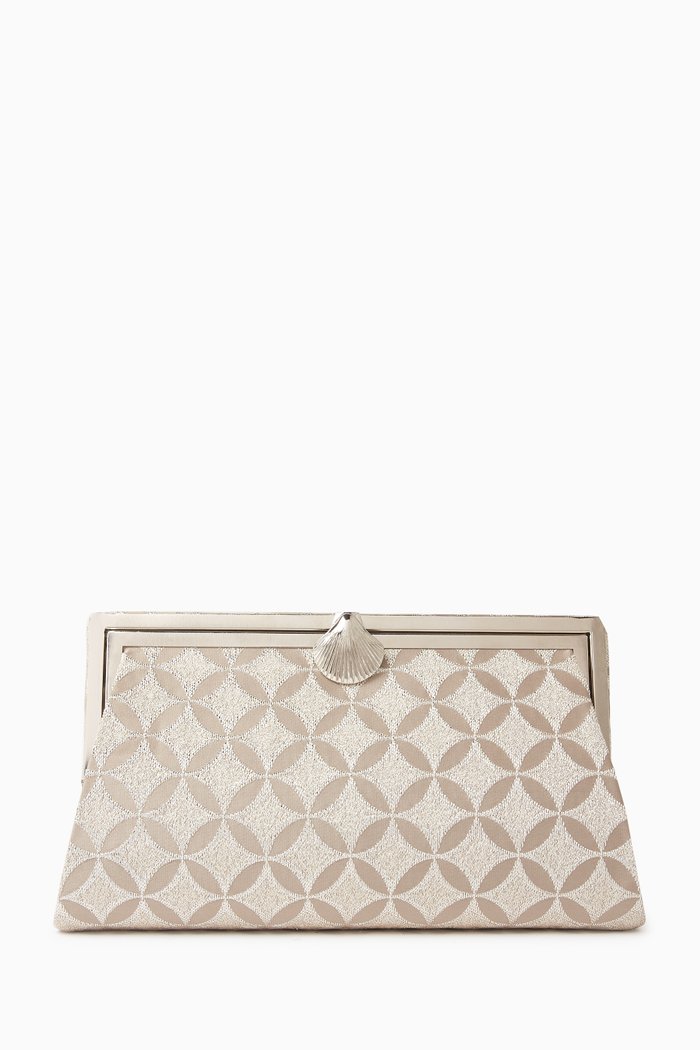 

Sea of Love Blata Grace Clutch in Jacquard, Silver