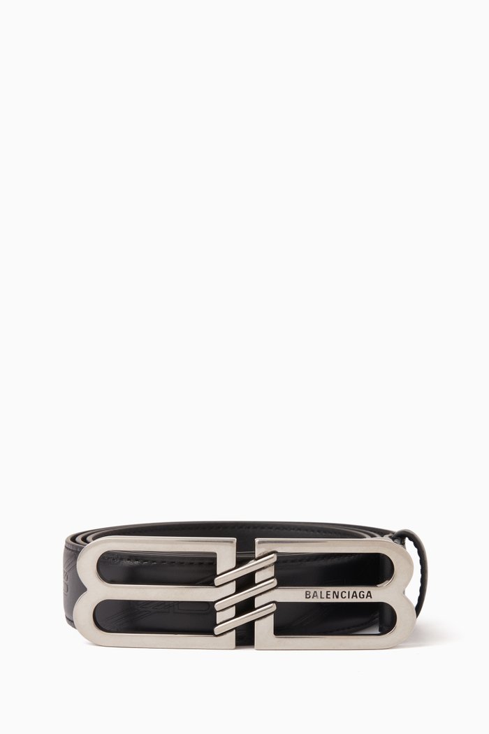 BB Signature Belt in Calf Leather, Black