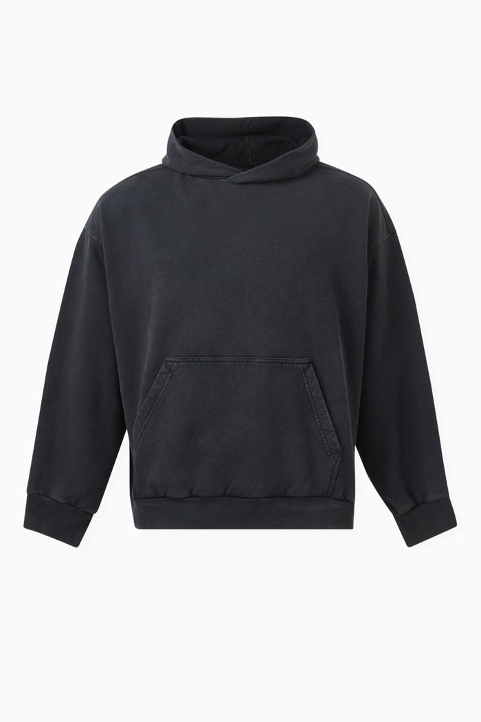 

Unisex Painted Logo Medium-fit Hoodie in Cotton-fleece, Black