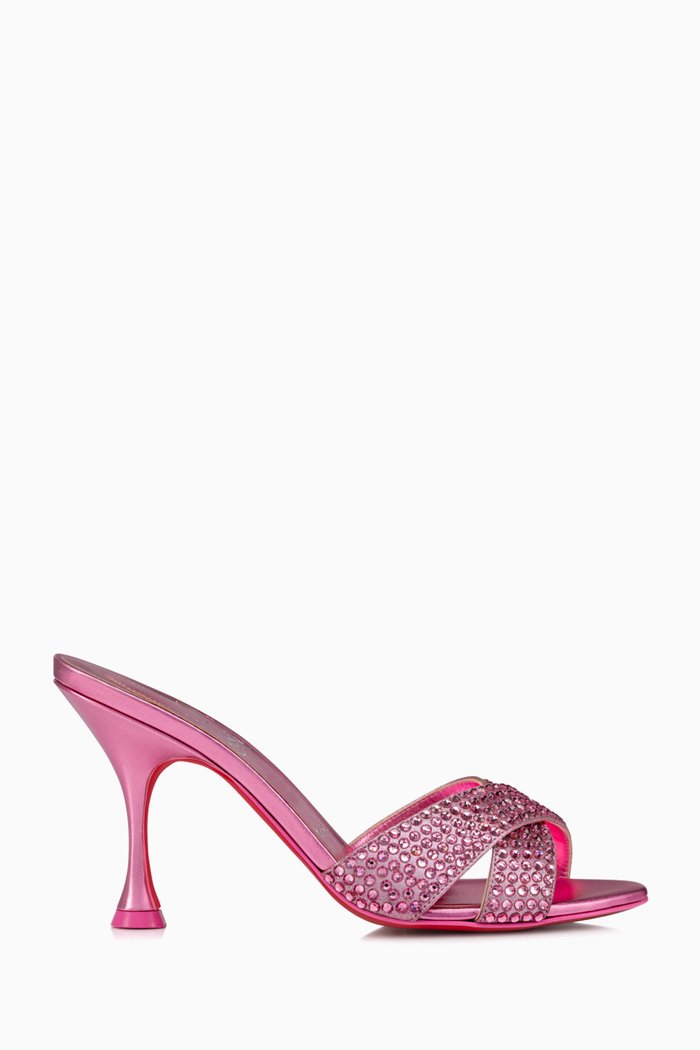 

Mariza Is Back 85 Strass Mule Sandals in Suede, Pink
