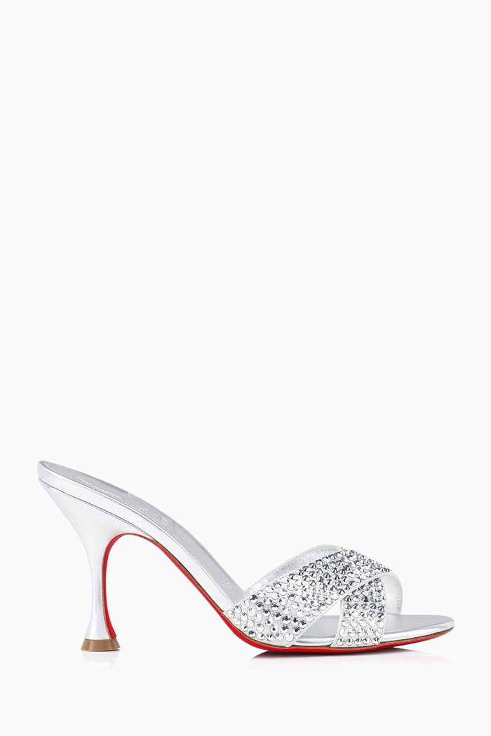 

Mariza Is Back 85 Strass Mule Sandals in Suede, Silver