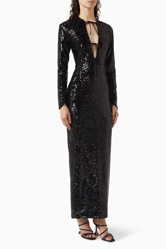 

Cut-out Dress in Sequin, Black
