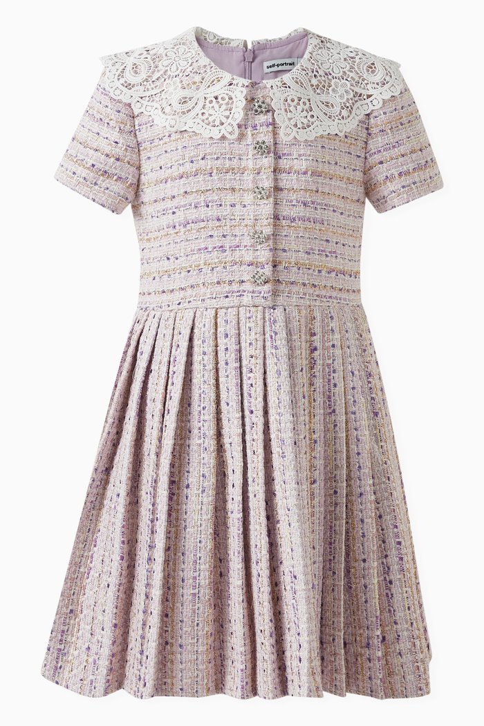 Lilac Boucle Dress in Polyester, Purple