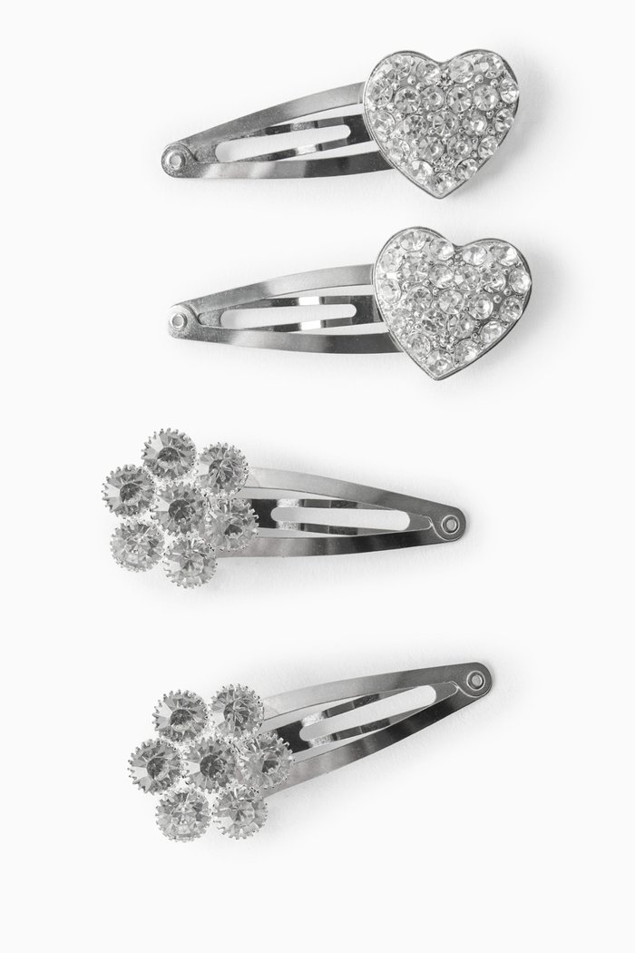 

Diamanté-embellished Hairclip in Steel & Coppper, Set of 2, Silver