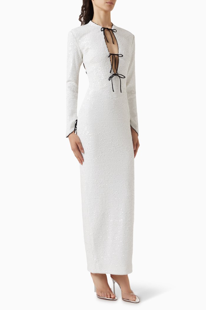 

Cut-out Dress in Sequin, White
