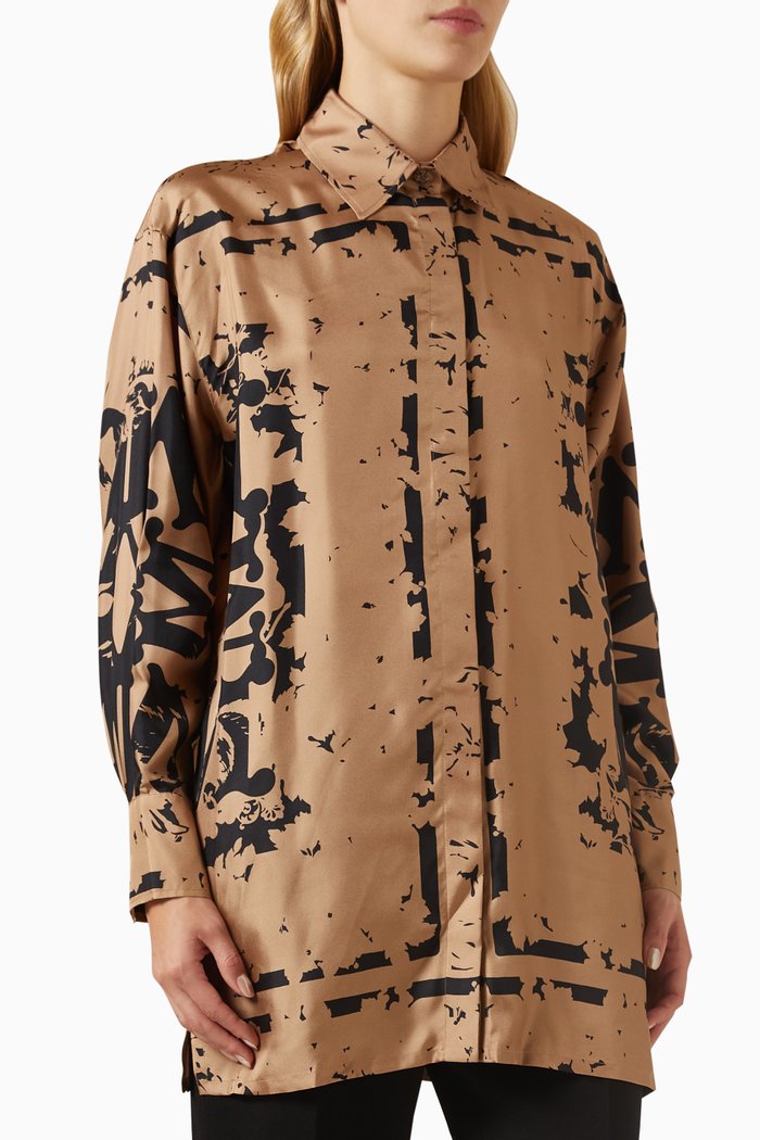 

Luigia Printed Shirt in Silk-twill, Brown