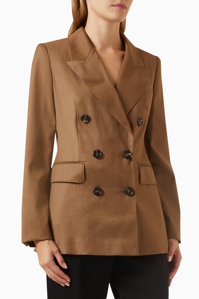 

Oppio Double-breasted Jacket in Wool, Brown