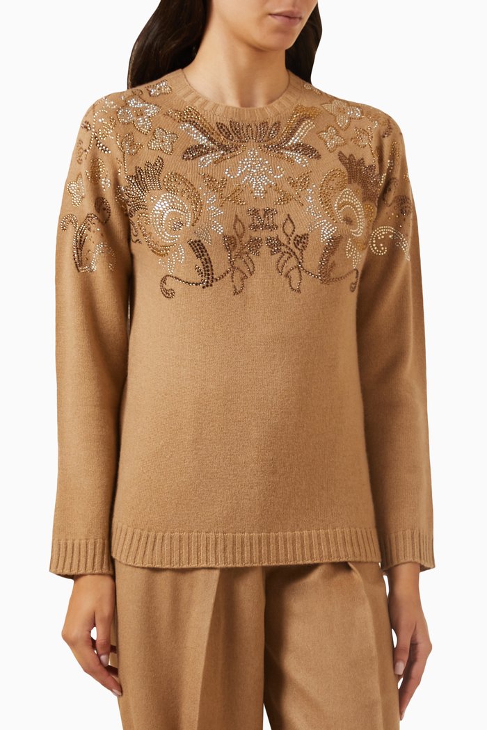 

Aldeno Rhinestone-embellished Sweater in Cashmere-blend, Brown