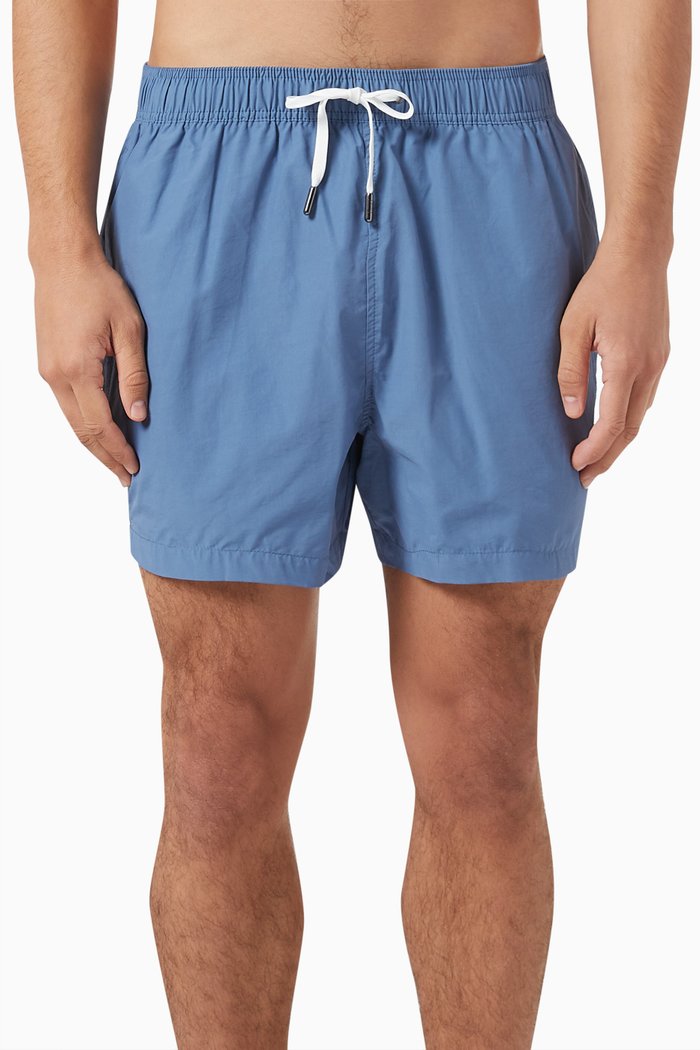 

Charles 5 Swim Shorts in Cotton Blend, Blue