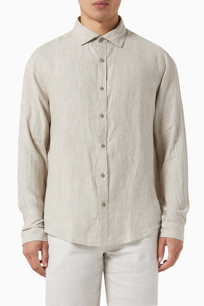 

Slim Fit Shirt in Linen, Neutral