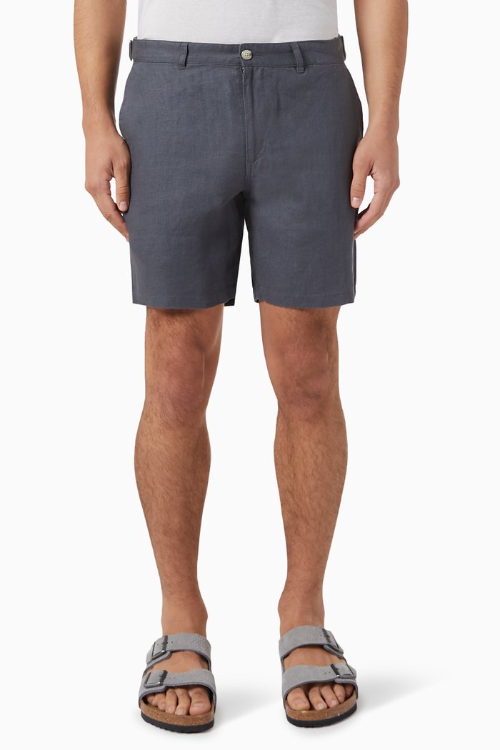 

Fixed-waist Shorts in Linen, Black