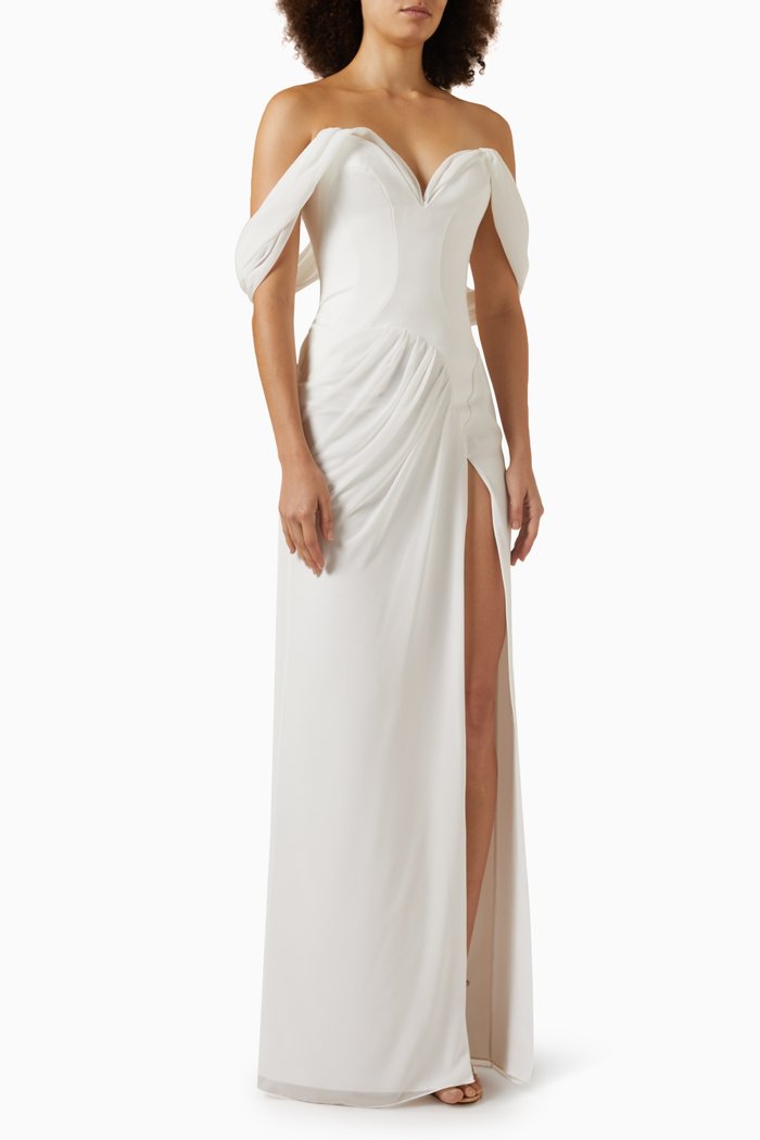 

Fleur Off-the-Shoulder Gown, Neutral