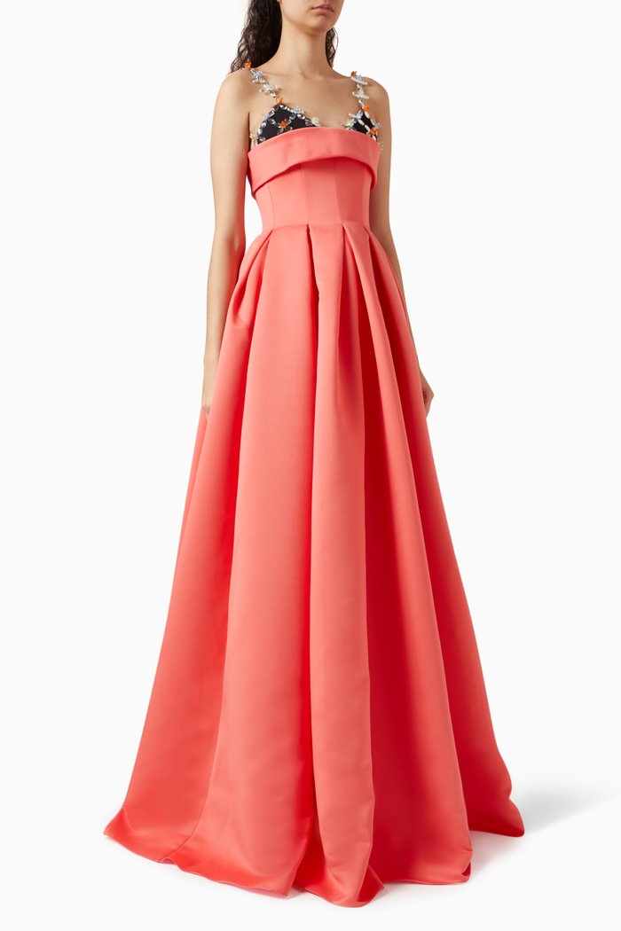 

Bleuet Embellished Gown in Satin, Pink