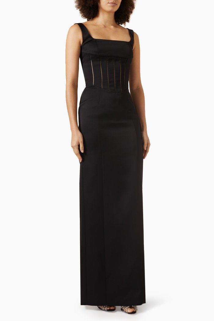 

Soie Square-neck Gown, Black