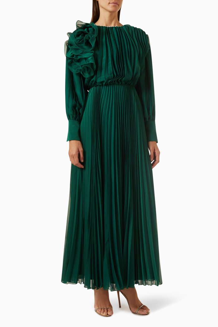 

Pleated Maxi Dress, Green