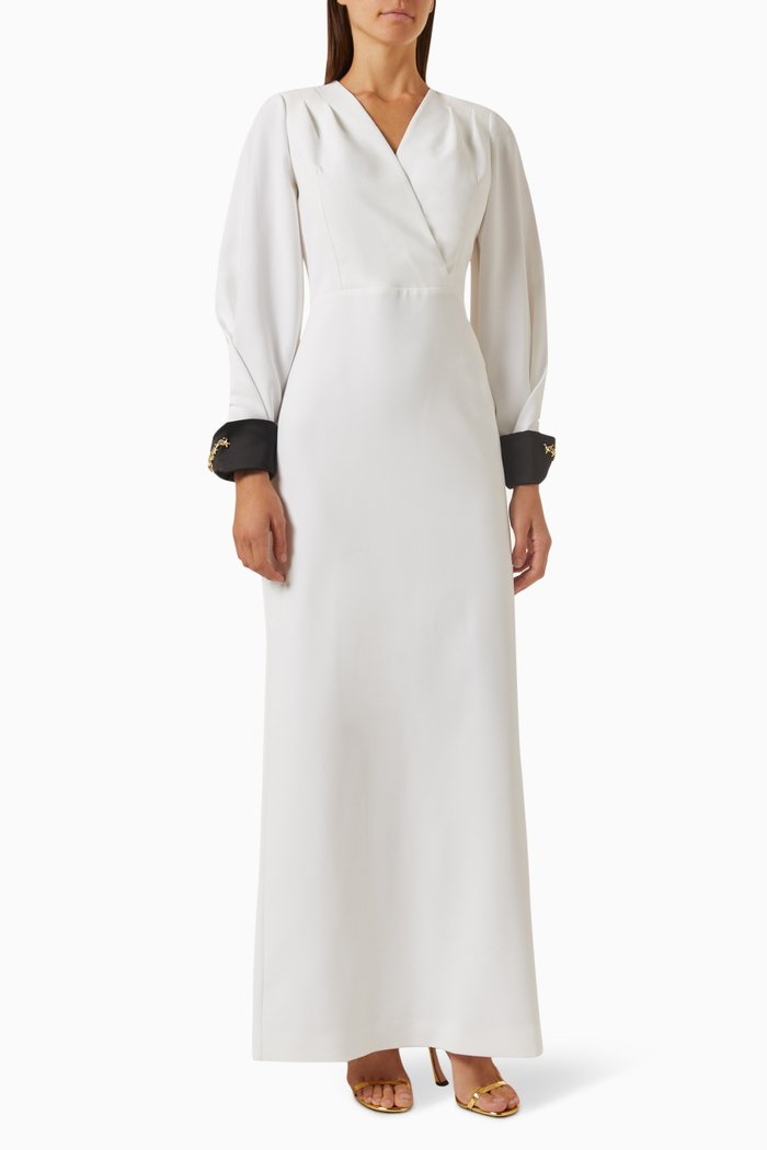 

Embellished-cuff Maxi Dress, White