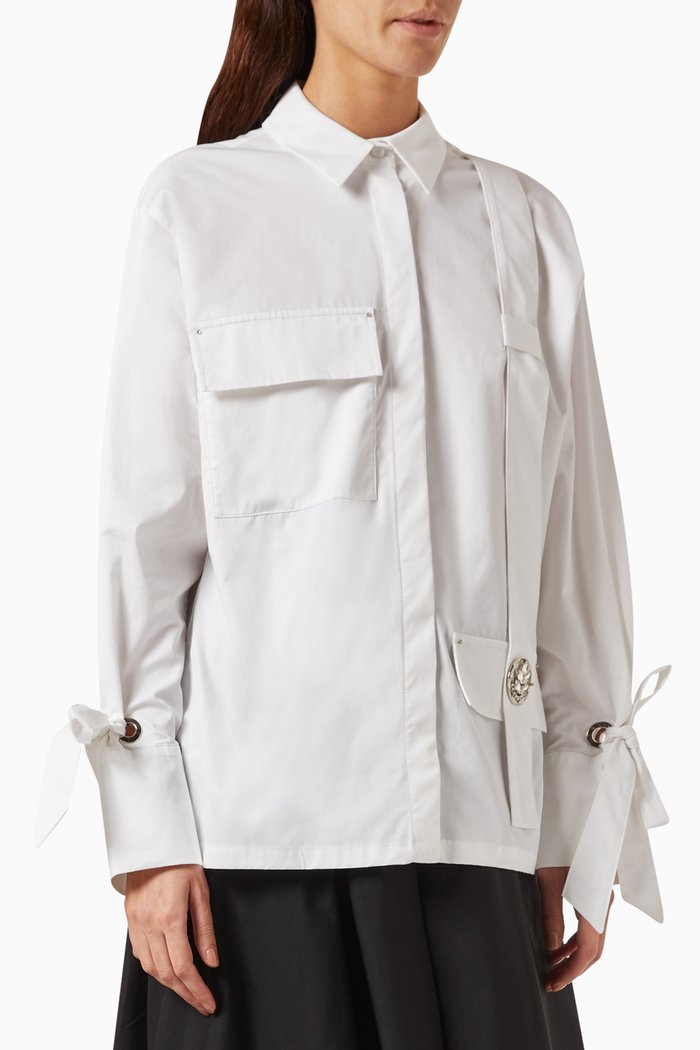 

Strap-detailed Shirt in Cotton-poplin, White