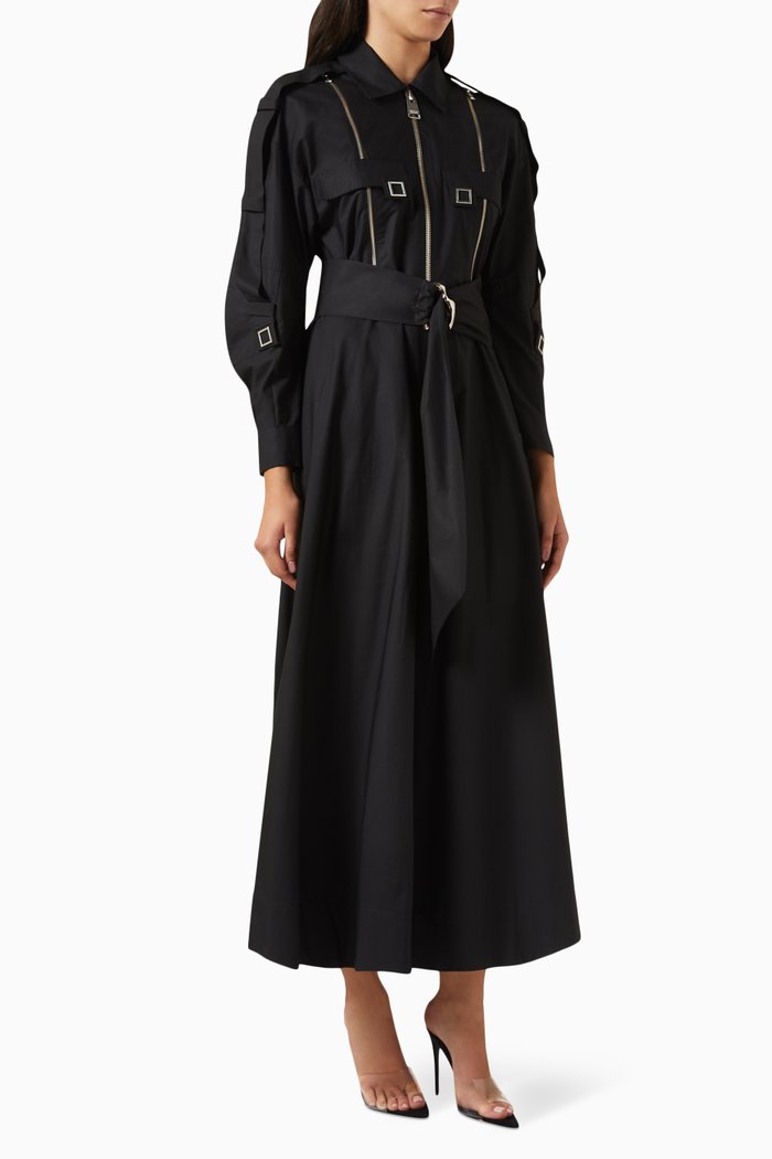 

Zip-detailed Midi Dress in Cotton-poplin, Black