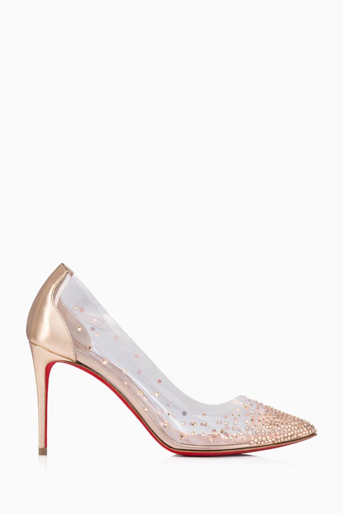 

Degraqueen 85 Strass Pumps in PVC & Leather, Neutral