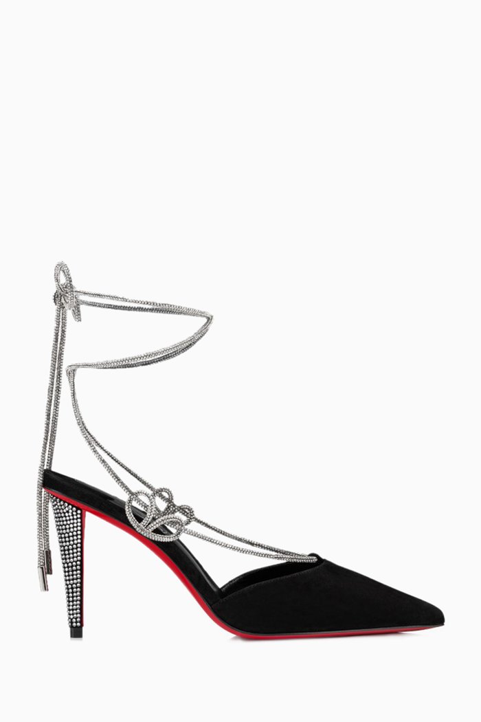 

Astrid 85 Strass Lace-up Pumps in Velvet, Black