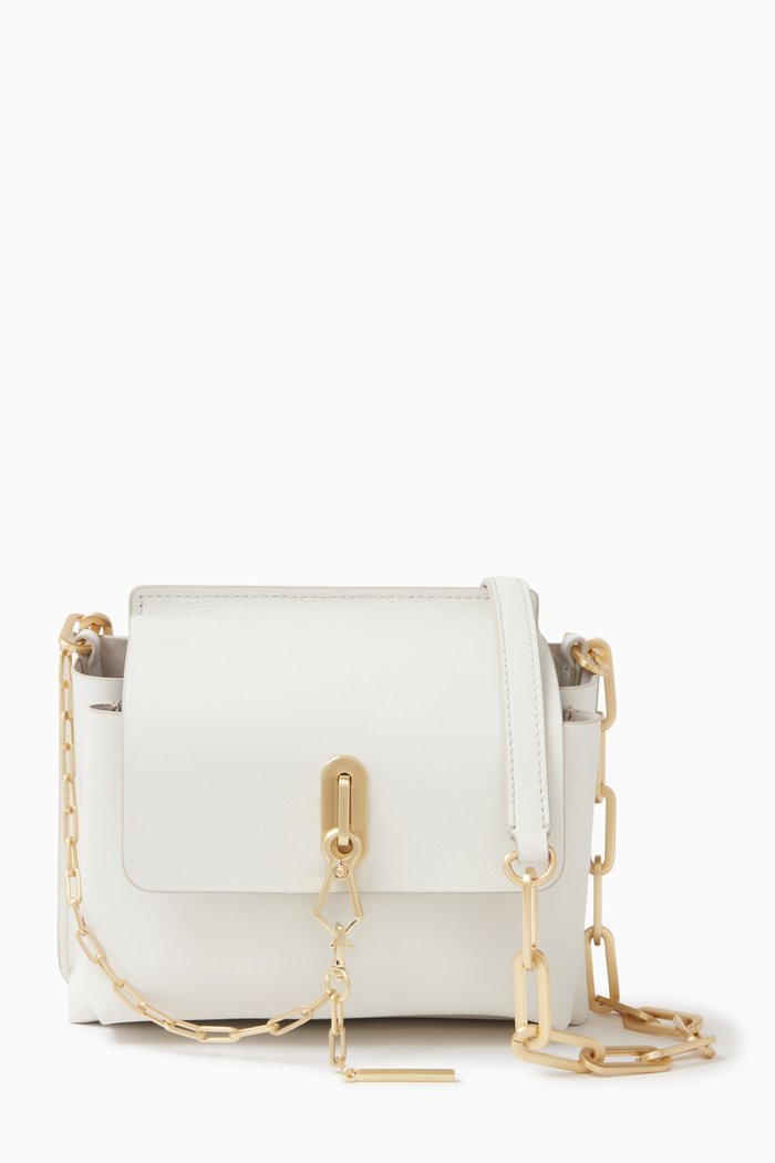 

Bea Chain Crossbody Bag in Soft Leather, White