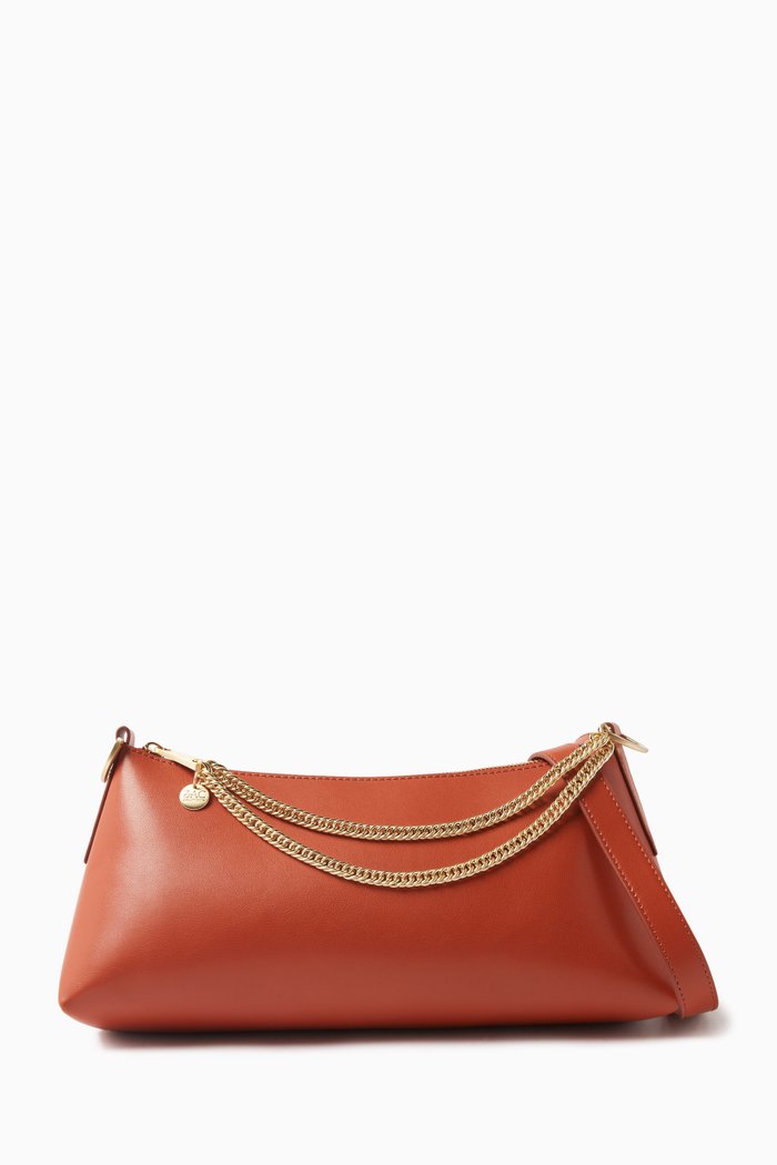 

Medium Posen Zip Top Shoulder Bag in Soft Leather, Brown