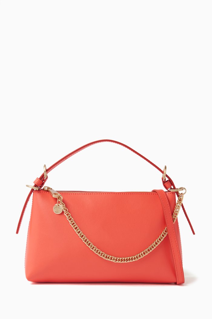 

Posen Zip Top Crossbody Bag in Leather, Orange