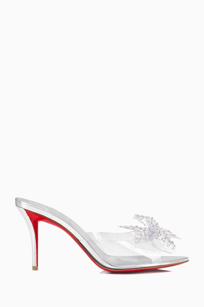 Aqua Strass 80 Mule Sandals in PVC, Silver