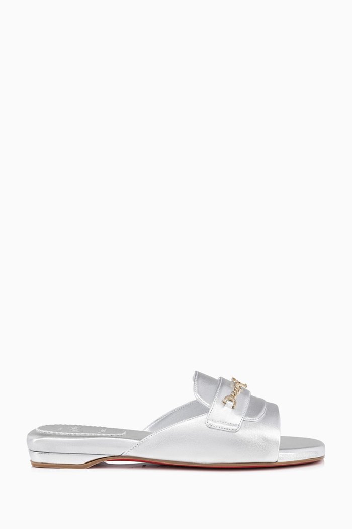 

Miss MJ Flat Mules in Iridescent Nappa, Silver