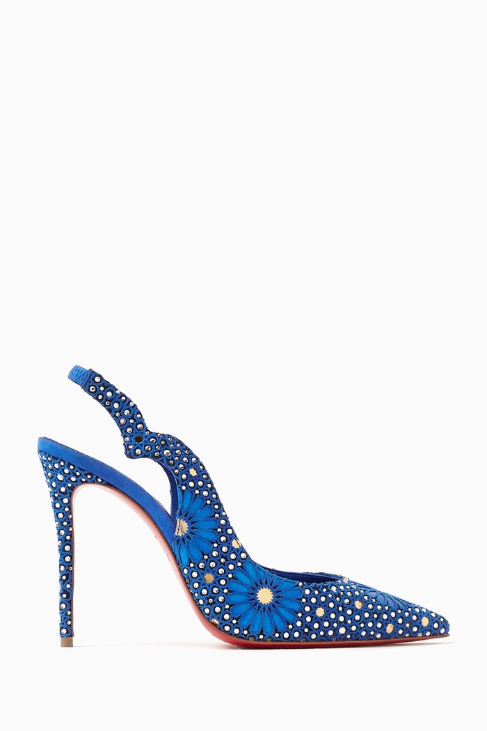 

Hot Chick 100 Mouchara Strass Slingback Pumps in Suede, Blue