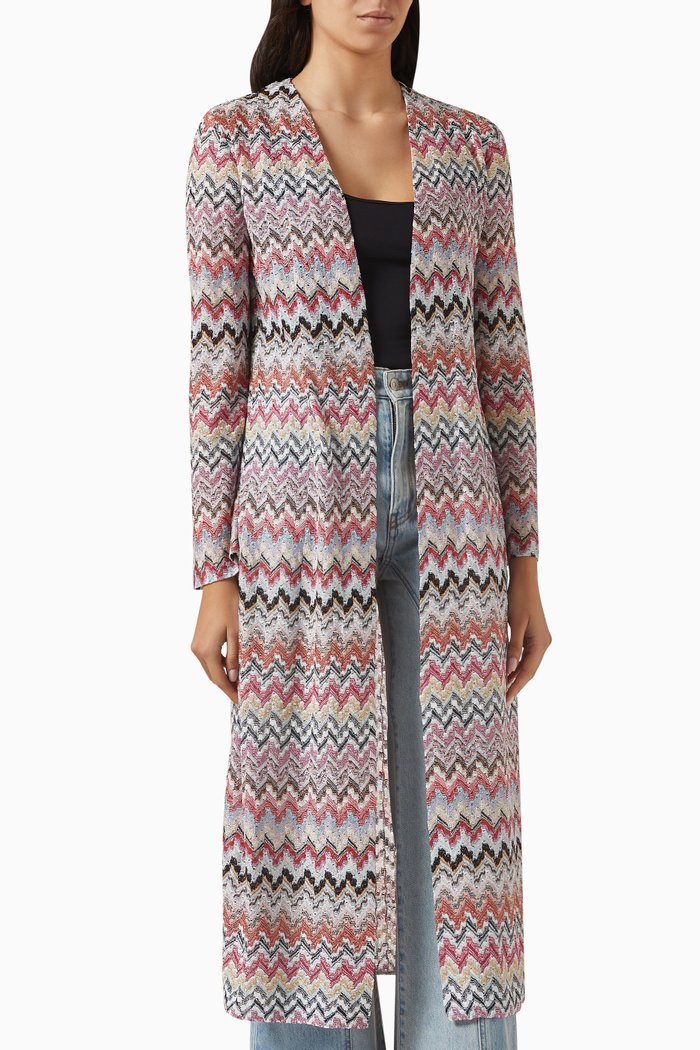 

Zigzag Cardigan in Lame Viscose-blend, White