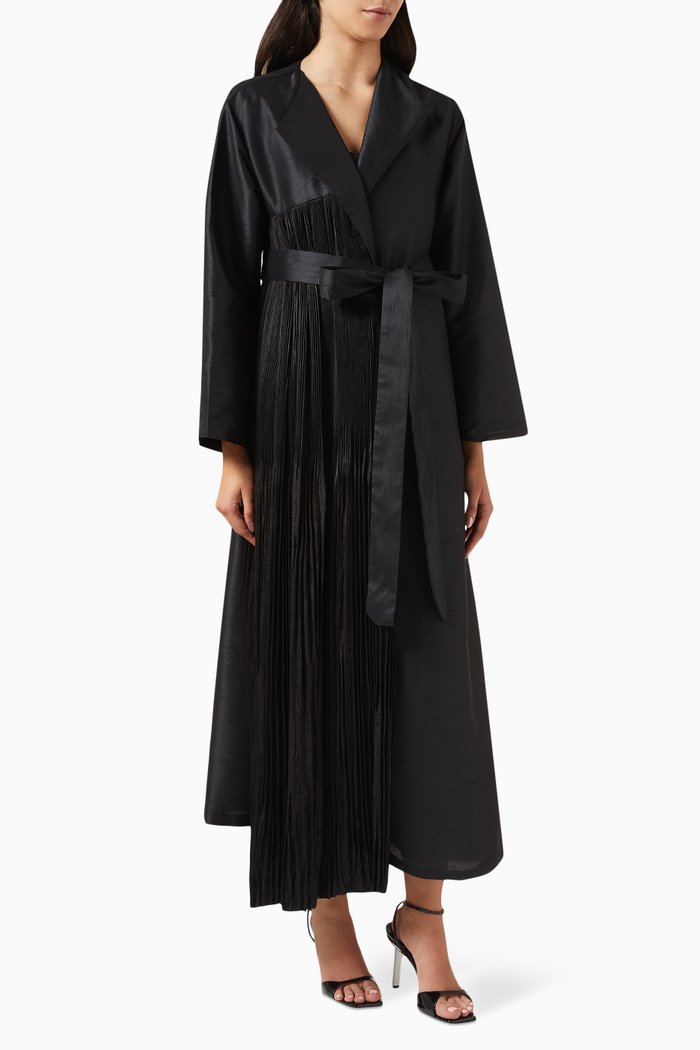 

Pleated Abaya in Silk, Black
