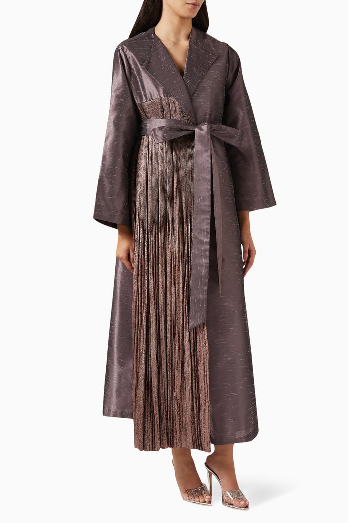 

Pleated Abaya in Silk, Pink