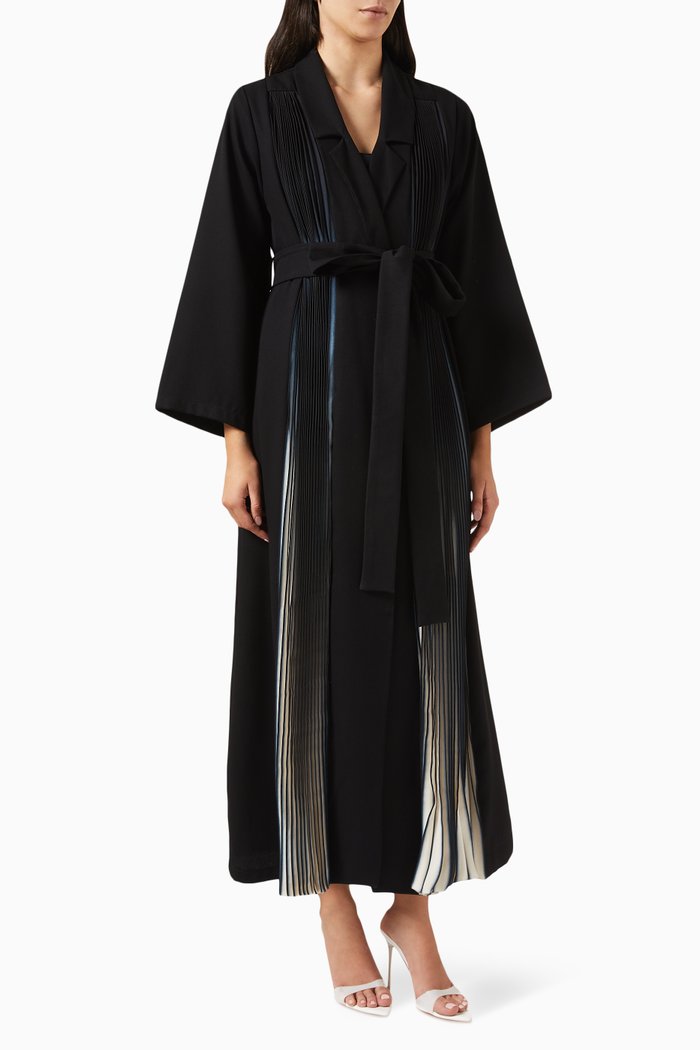 

Pleated Abaya In Crepe, Black