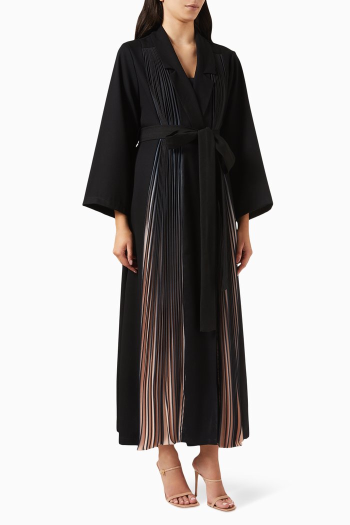 

Pleated Abaya In Crepe, Black