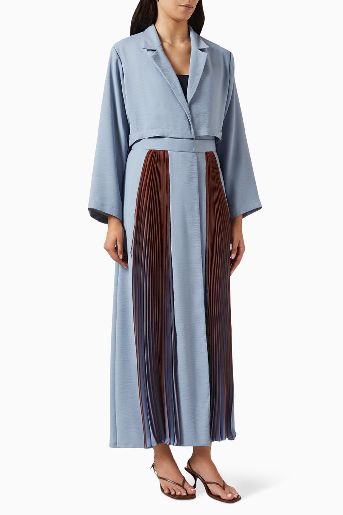 

Pleated-panel Abaya in Silk, Blue