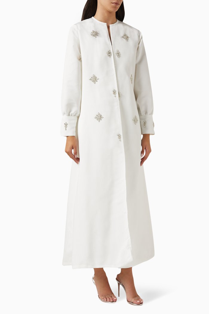 

Embellished Abaya, White