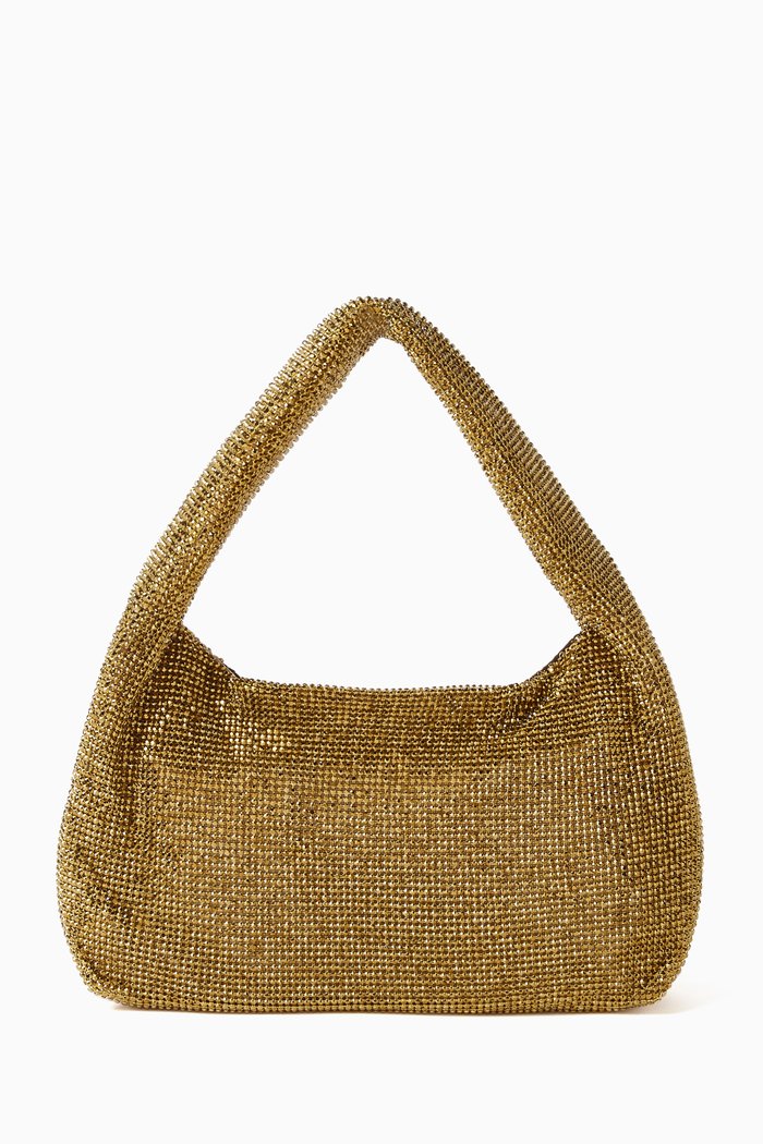

Mini Armpit Shoulder Bag in Crystal Mesh, Gold
