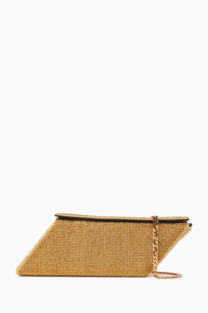 

Parallelogram Clutch Bag in Crystal Mesh, Gold
